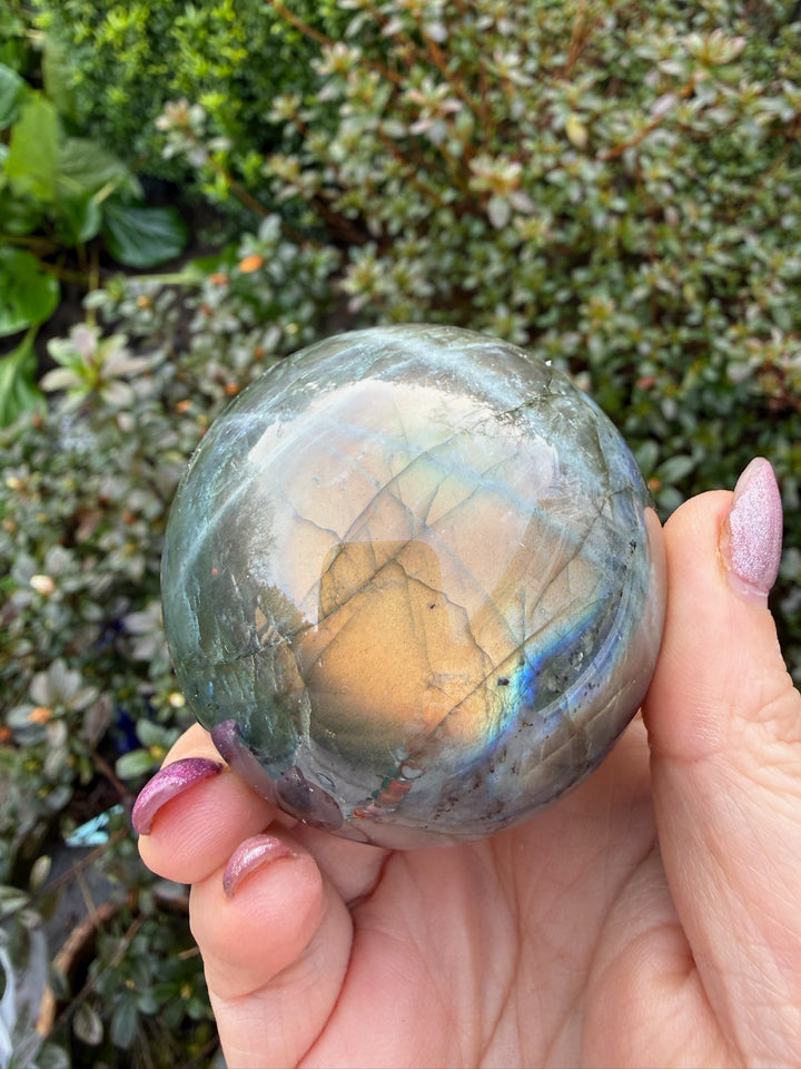 Gold Flash Labradorite Sphere 5.7cm Dia