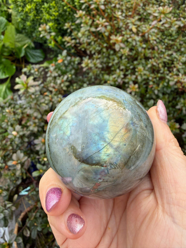 Gold Flash Labradorite Sphere 5.7cm Dia