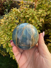 Load image into Gallery viewer, Blue Onyx Aquitaine Lemurian Sphere 7cm Dia
