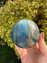 Load image into Gallery viewer, Blue Onyx Aquitaine Lemurian Sphere 7cm Dia
