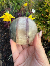 Load image into Gallery viewer, Smoky Fluorite with Pyrite Sphere 6.7cm Dia

