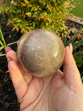 Load image into Gallery viewer, Smoky Fluorite with Pyrite Sphere 6.7cm Dia
