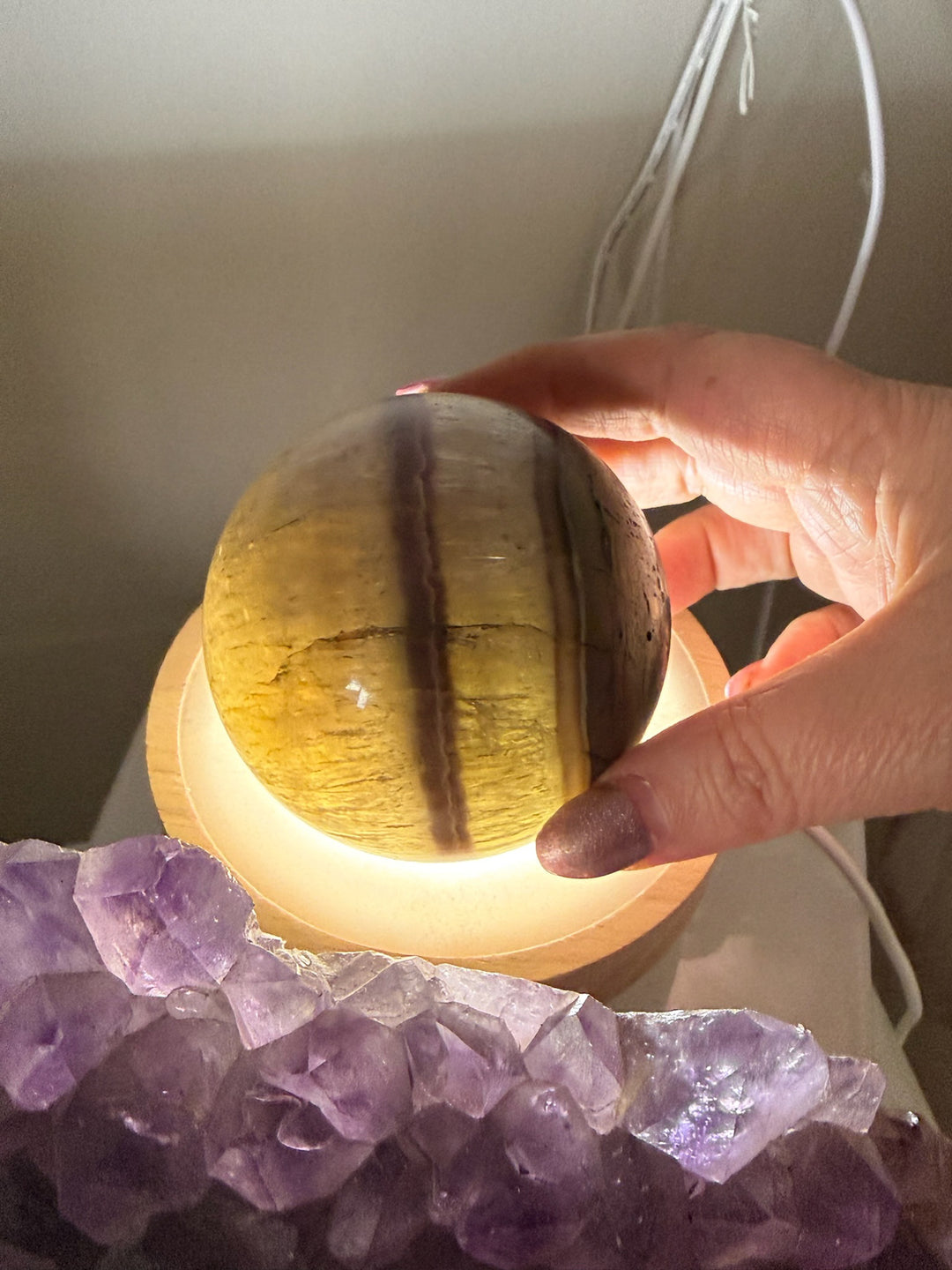 Smoky Fluorite with Pyrite Sphere 6.7cm Dia