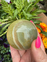 Load image into Gallery viewer, Mango Fluorite Sphere 5.7cm Dia
