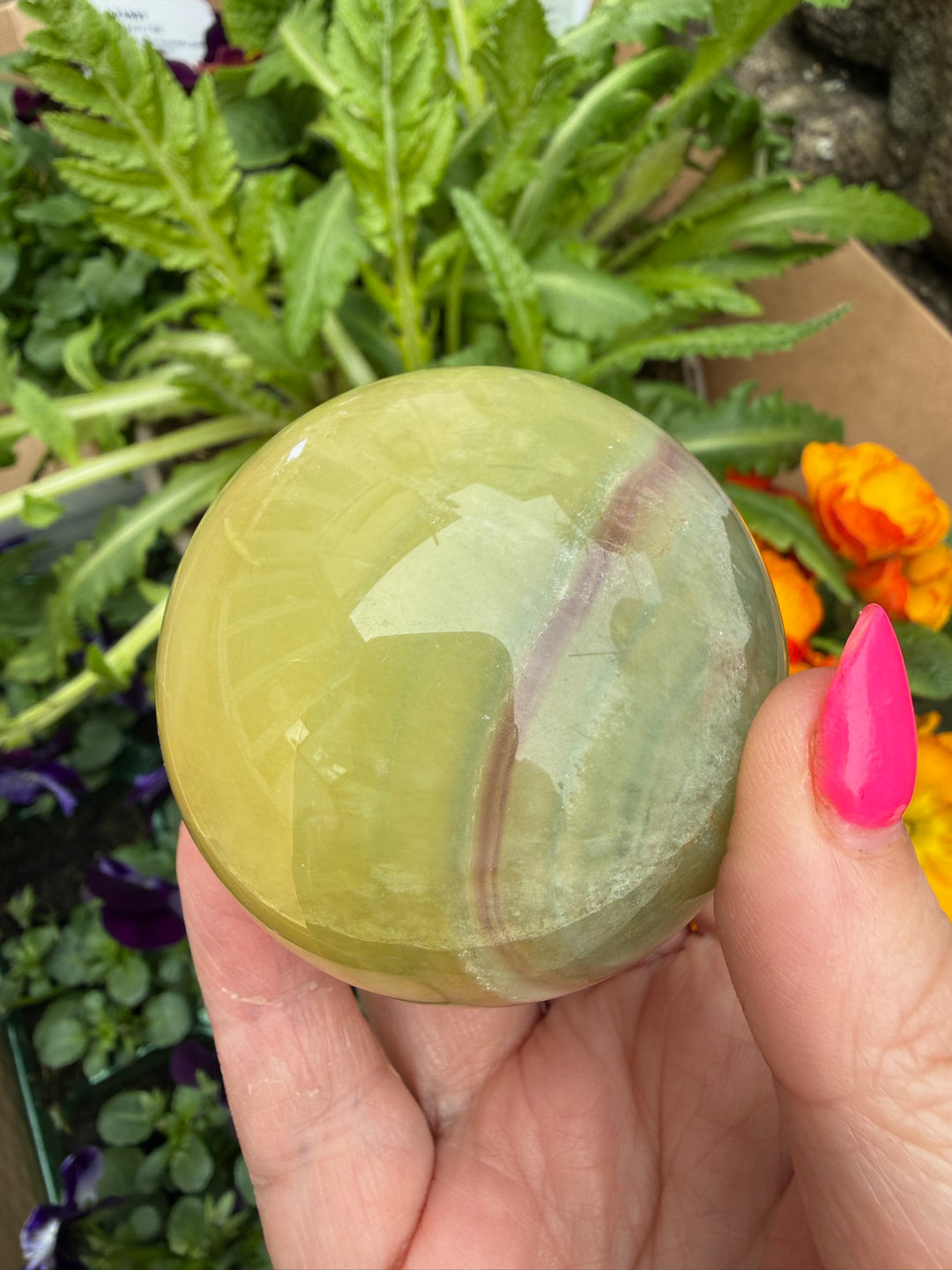 Mango Fluorite Sphere 5.7cm Dia