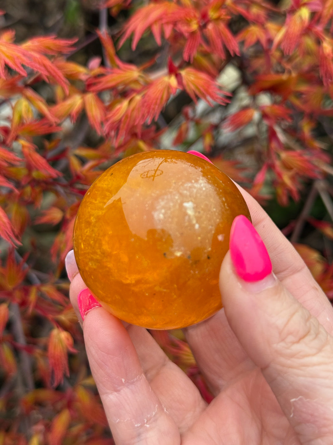 Jelly Yellow Fluorite Sphere 4.6cm Dia