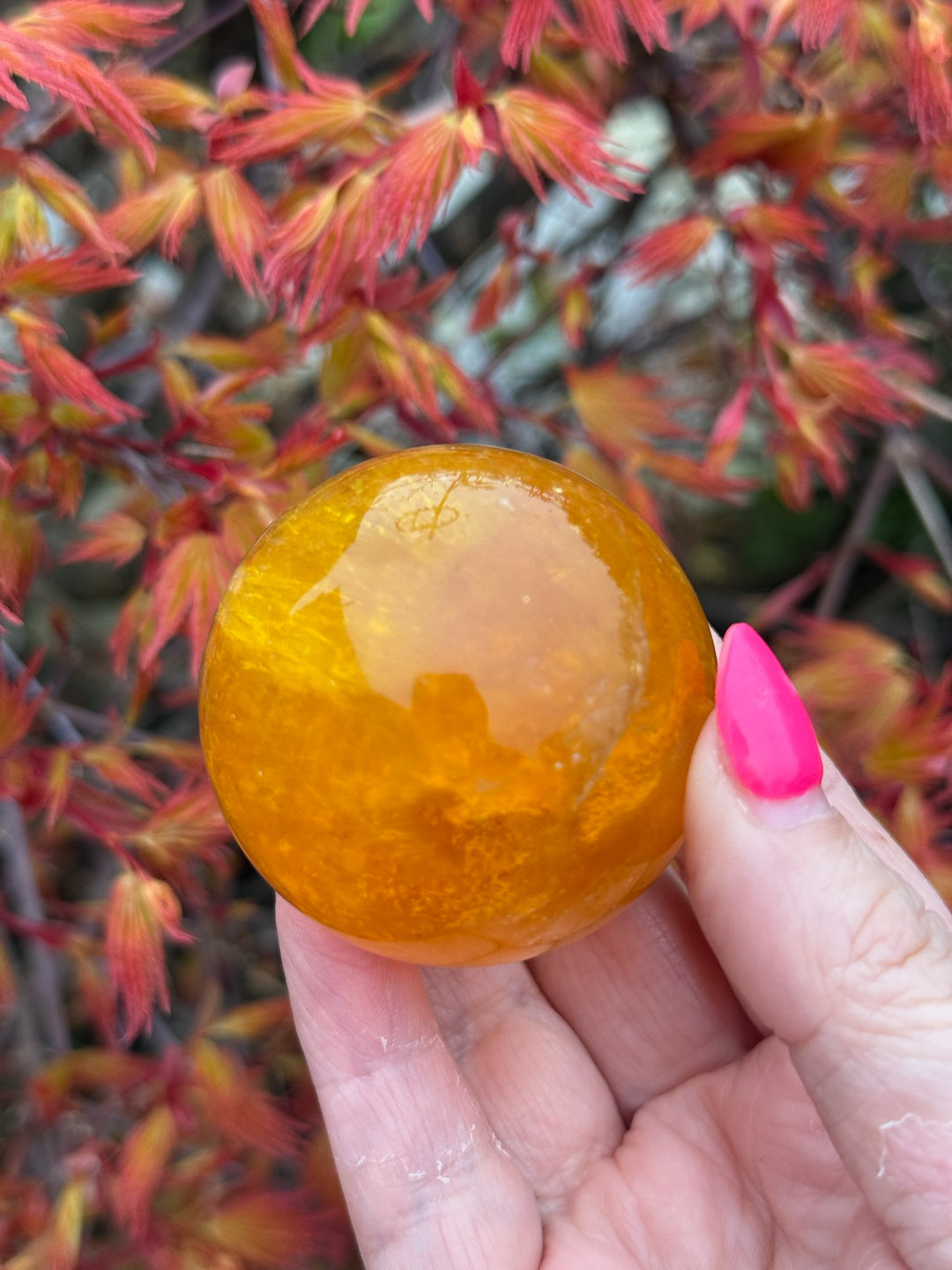 Jelly Yellow Fluorite Sphere 4.6cm Dia