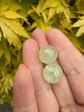 Load image into Gallery viewer, Two Mini Prehnite Spheres 1.3cm Dia

