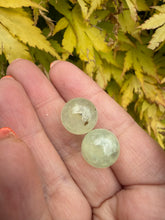 Load image into Gallery viewer, Two Mini Prehnite Spheres 1.3cm Dia
