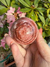 Load image into Gallery viewer, Pink Banded Calcite Sphere 5.5cm Dia
