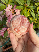 Load image into Gallery viewer, Pink Banded Calcite Sphere 5.5cm Dia
