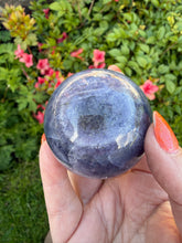 Load image into Gallery viewer, Blue Fluorite Sphere with Pyrite 5cm Dia
