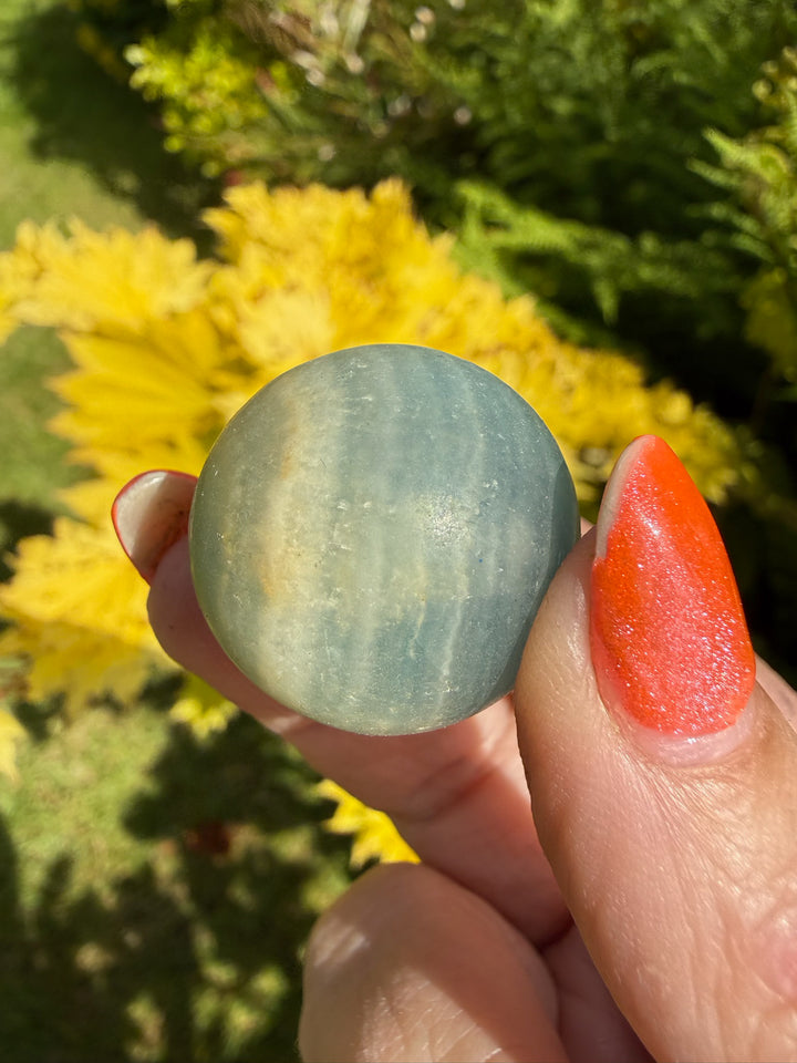 Aquatine Lemurian Blue Onyx Sphere 2.5cm Dia
