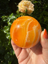 Load image into Gallery viewer, Vibrant Orange Calcite Sphere 6.3cm Dia

