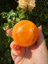 Load image into Gallery viewer, Vibrant Orange Calcite Sphere 6.3cm Dia
