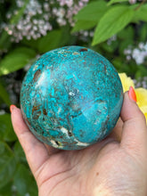 Load image into Gallery viewer, Large Chrysocolla Sphere From Peru 8.2cm Dia
