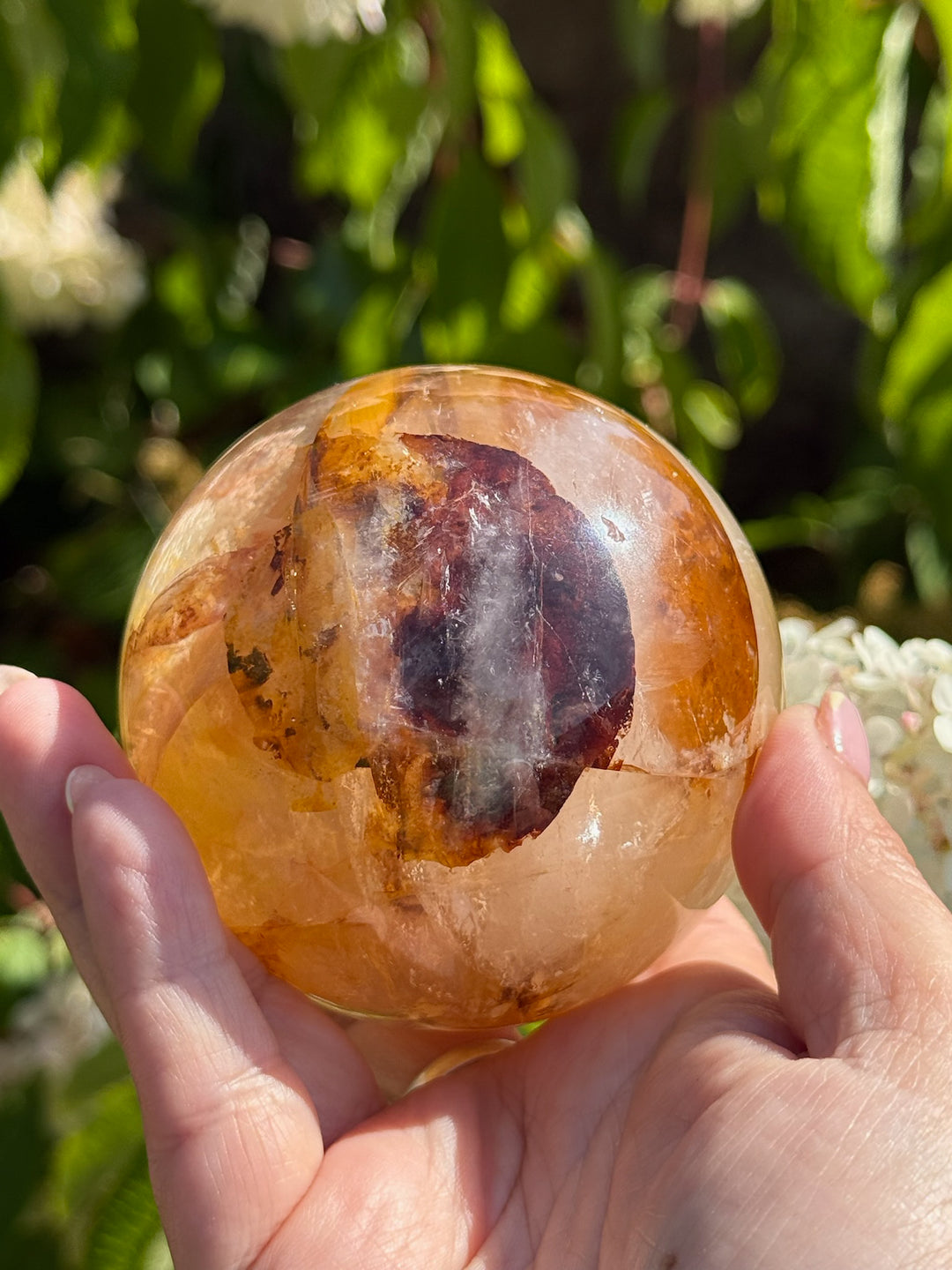 Golden Healer and Fire Quartz Sphere 7.5cm Dia