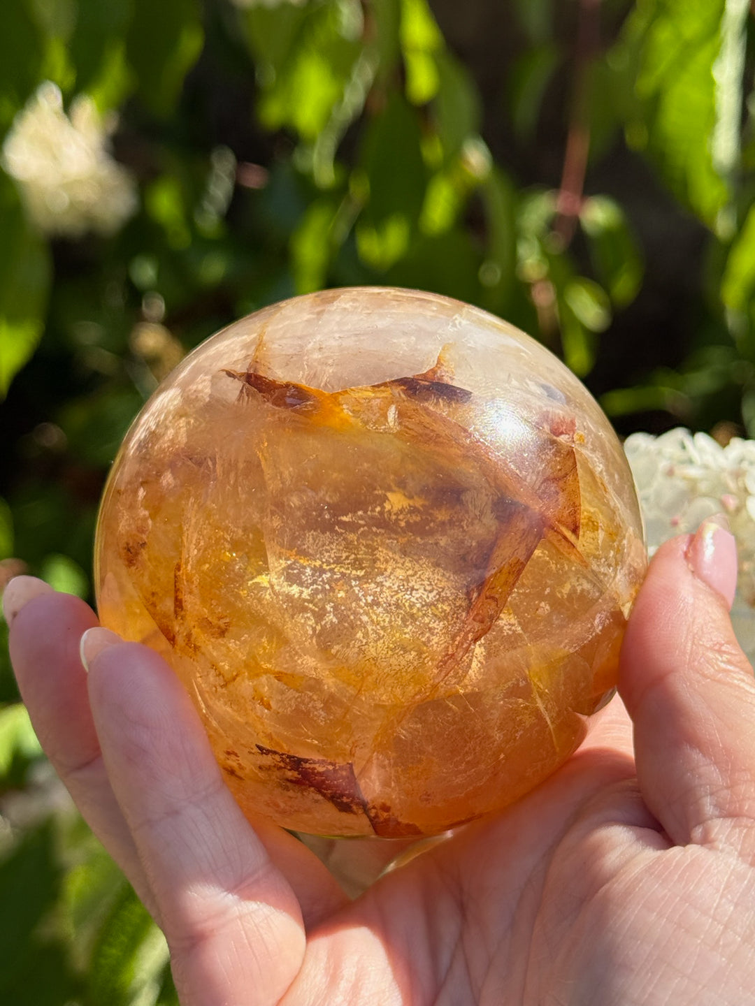 Golden Healer and Fire Quartz Sphere 7.5cm Dia