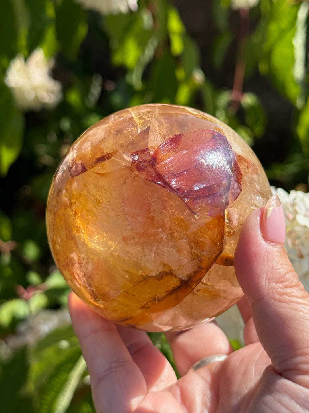 Golden Healer and Fire Quartz Sphere 7.5cm Dia