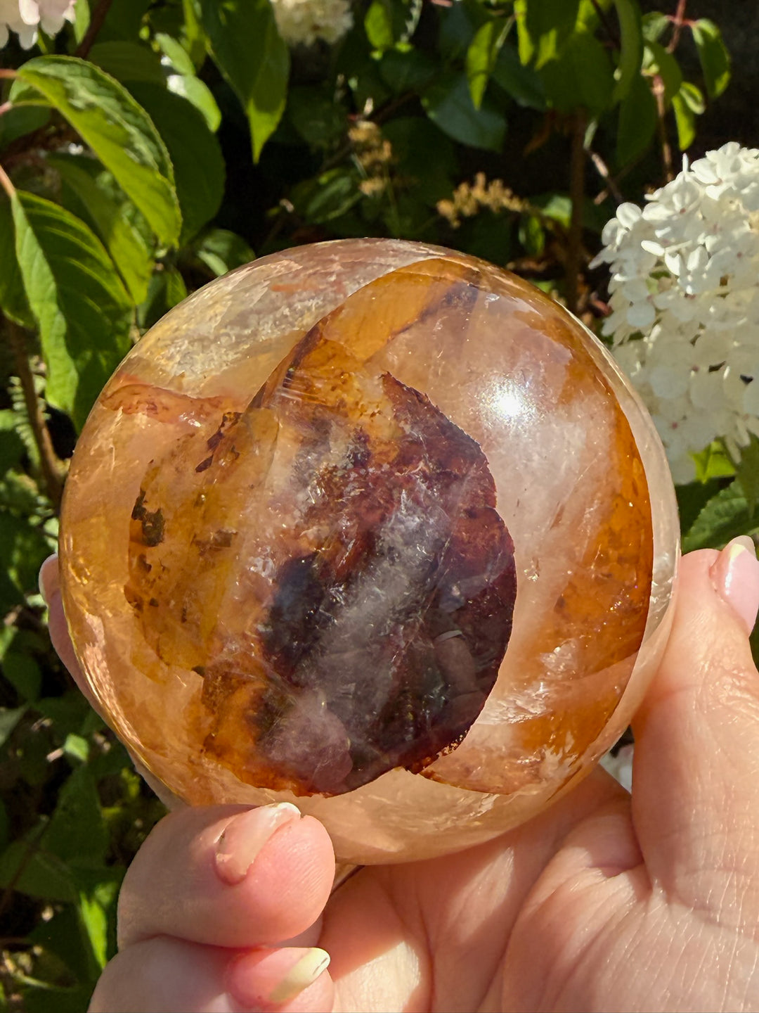 Golden Healer and Fire Quartz Sphere 7.5cm Dia