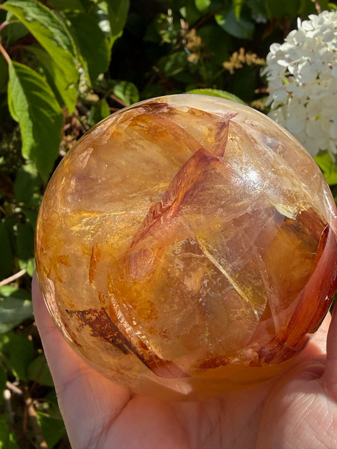 Golden Healer and Fire Quartz Sphere 7.5cm Dia