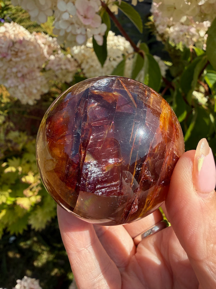 Golden Healer and Fire Quartz Sphere 5.2cm Dia