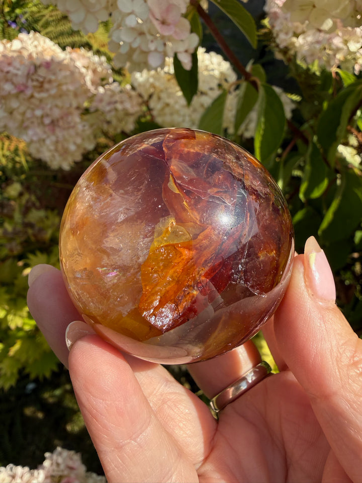 Golden Healer and Fire Quartz Sphere 5.2cm Dia
