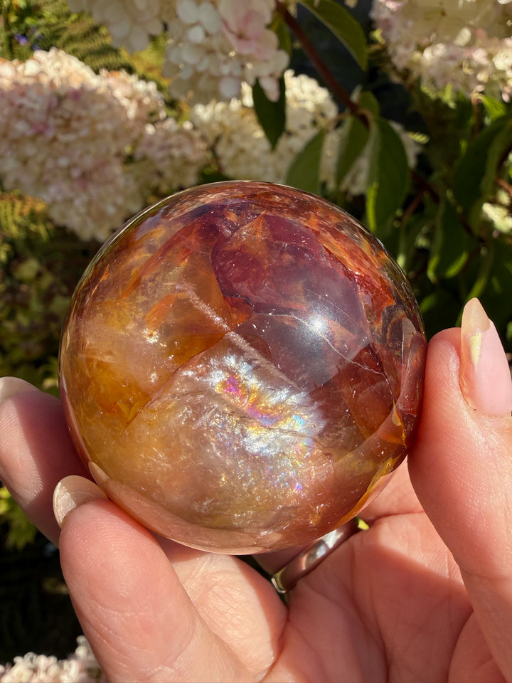 Golden Healer and Fire Quartz Sphere 5.2cm Dia