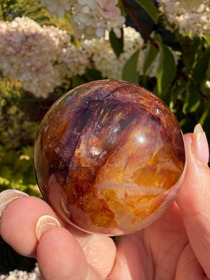 Golden Healer and Fire Quartz Sphere 5.2cm Dia