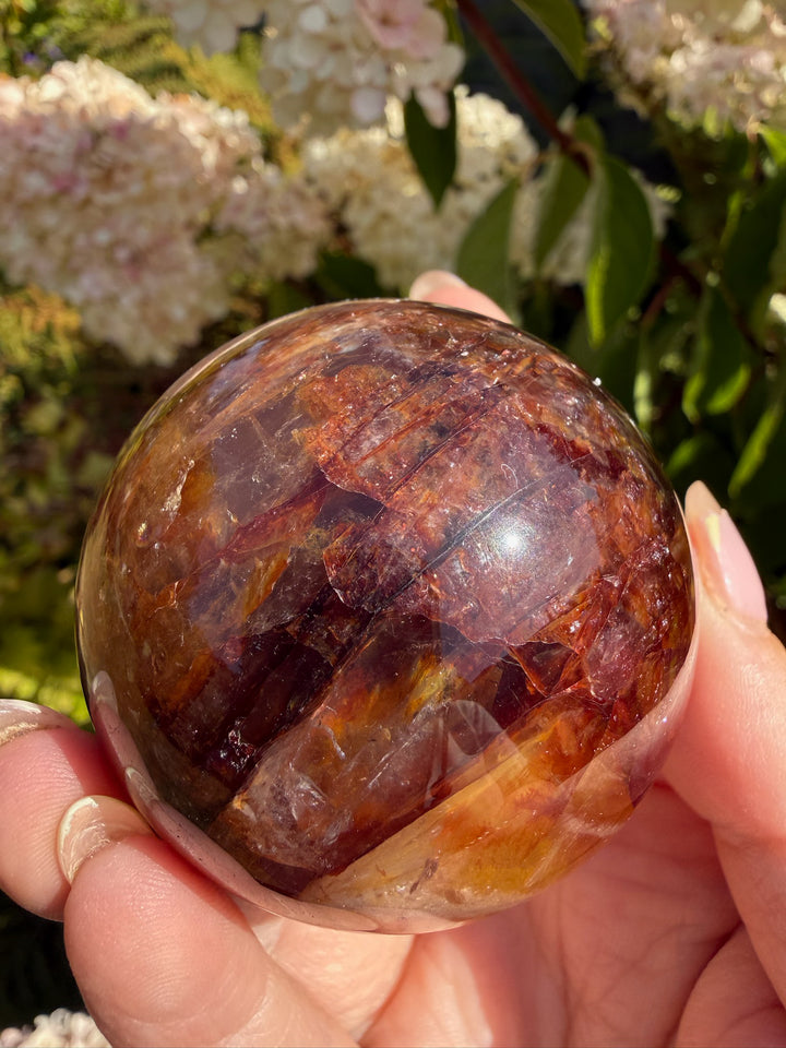 Golden Healer and Fire Quartz Sphere 5.2cm Dia