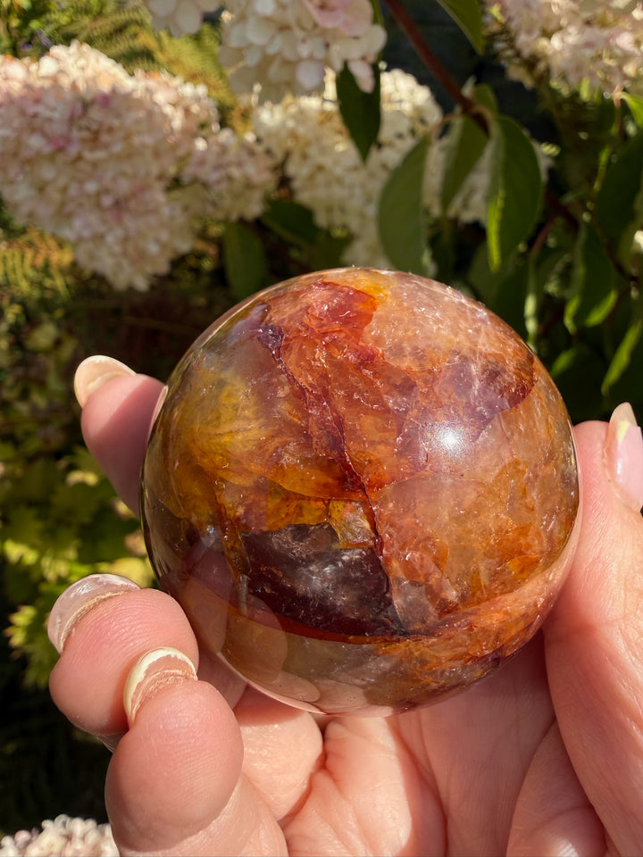 Golden Healer and Fire Quartz Sphere 5.2cm Dia