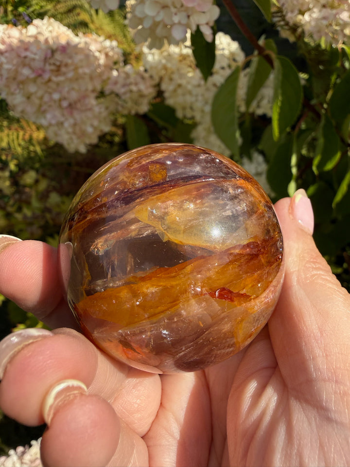 Golden Healer and Fire Quartz Sphere 5.2cm Dia