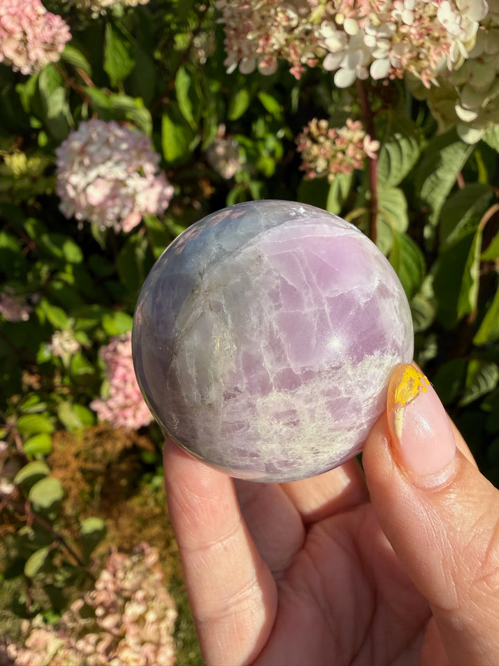 UV Reactive Kunzite and Hiddenite Sphere 4.6cm Dia
