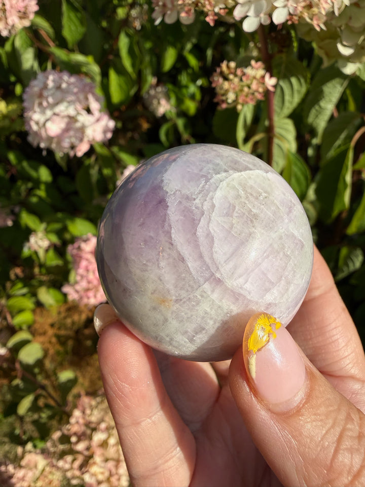 UV Reactive Kunzite and Hiddenite Sphere 4.6cm Dia