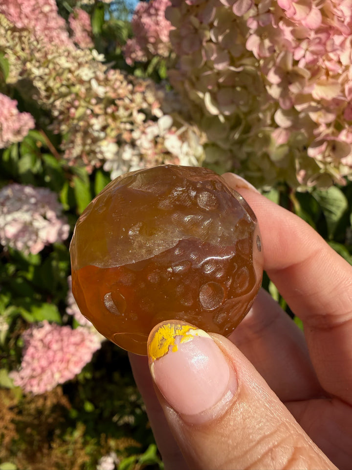 Yellow Fluorite Moon Sphere 3.9cm Dia