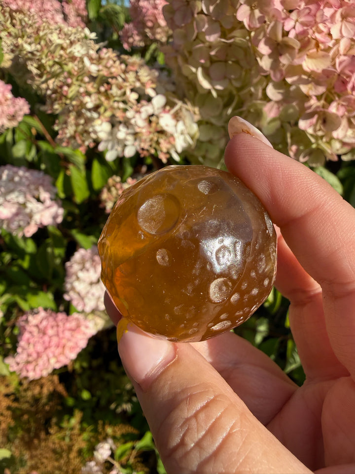 Yellow Fluorite Moon Sphere 3.9cm Dia