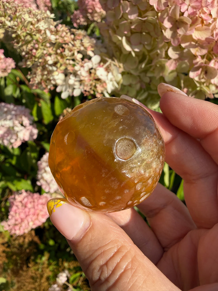 Yellow Fluorite Moon Sphere 3.9cm Dia