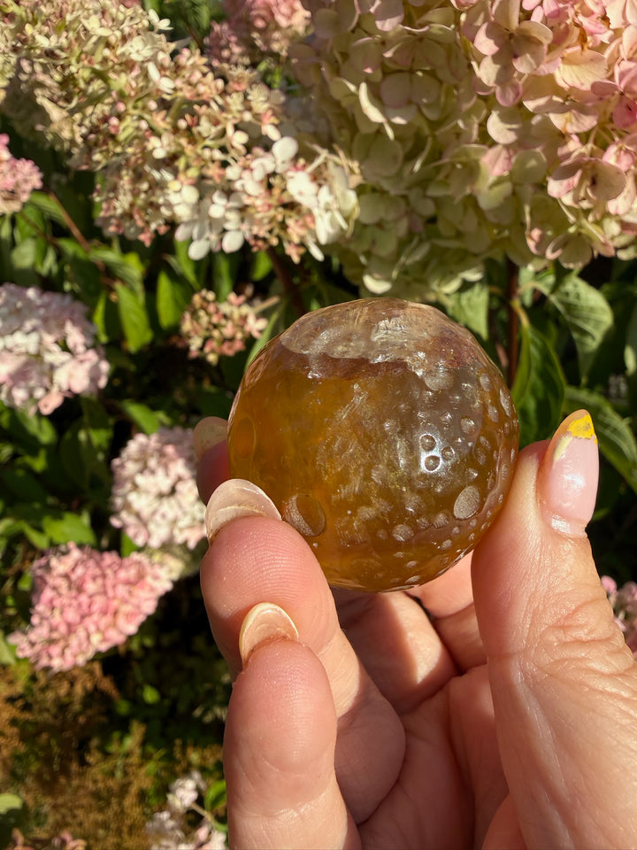 Yellow Fluorite Moon Sphere 3.9cm Dia