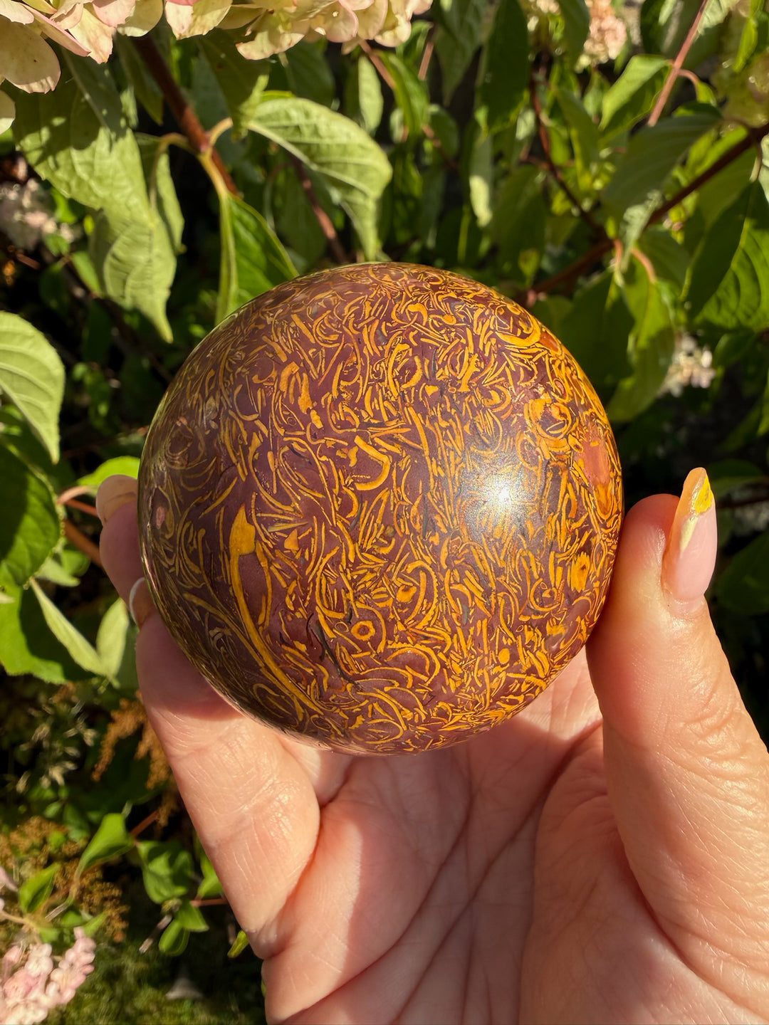Caligraphy Stone or Miriam Stone Sphere 6.2cm Dia