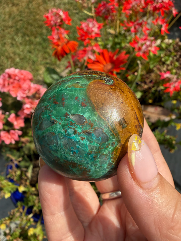 Chrysocolla and Cuprite Sphere from Peru 4.5cm Dia