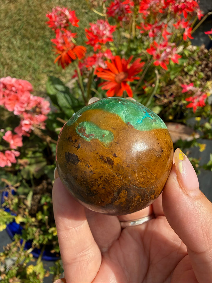 Chrysocolla and Cuprite Sphere from Peru 4.5cm Dia