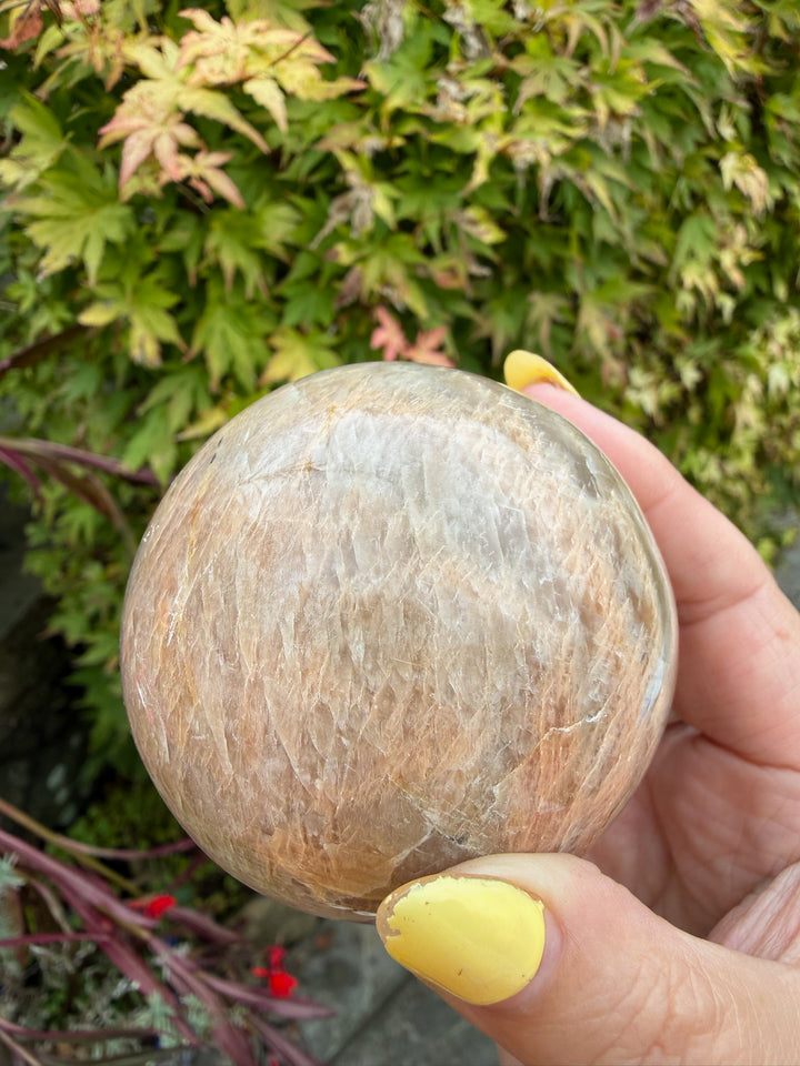 Peach Moonstone Sphere with Sheen 6.5cm Dia