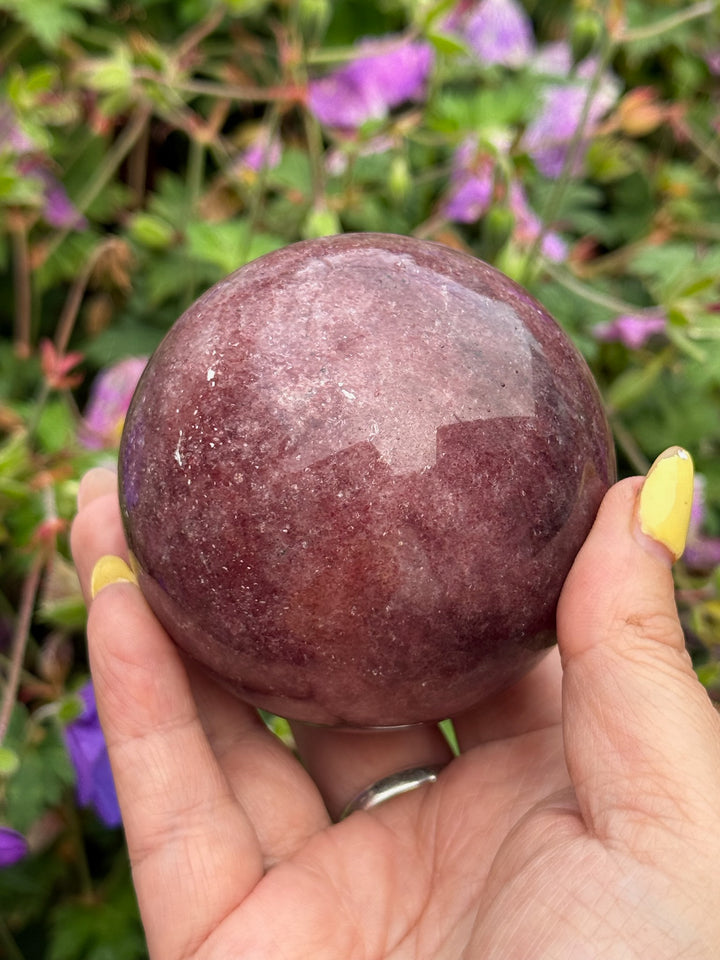 Sparkly Strawberry Quartz Sphere 6.8cm Dia
