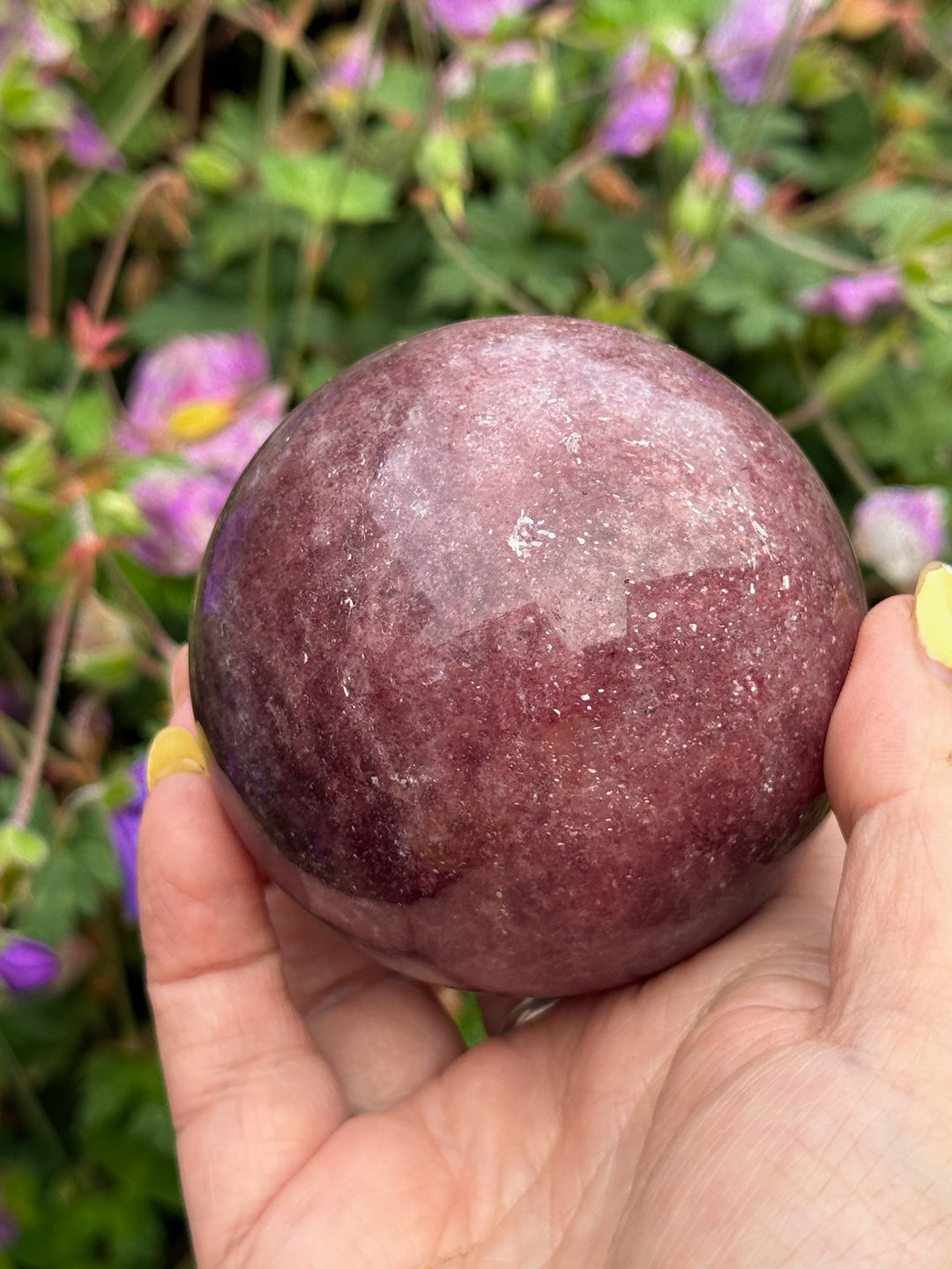 Sparkly Strawberry Quartz Sphere 6.8cm Dia
