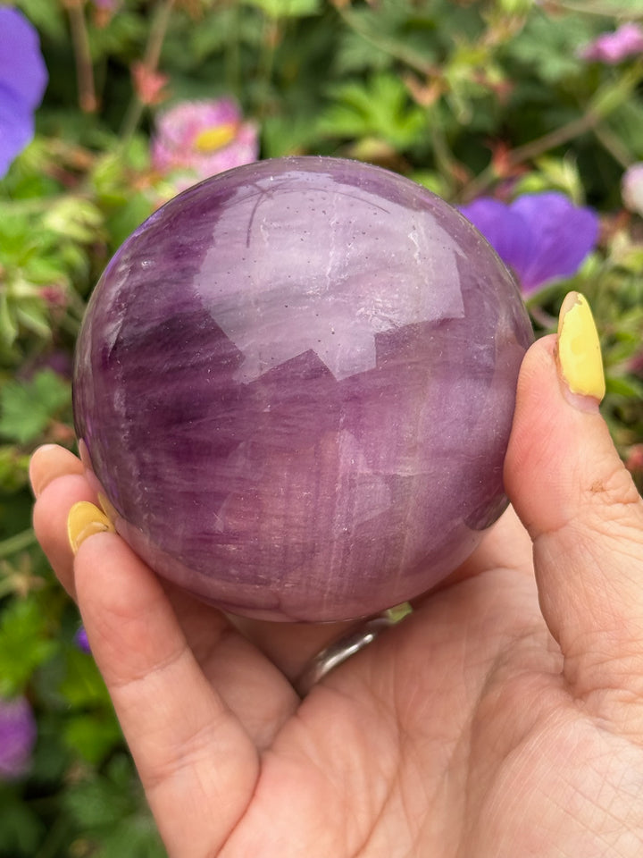 Purple Fluorite Sphere from China 6.7cm Dia