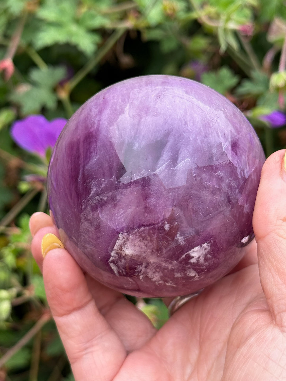 Purple Fluorite Sphere from China 6.7cm Dia