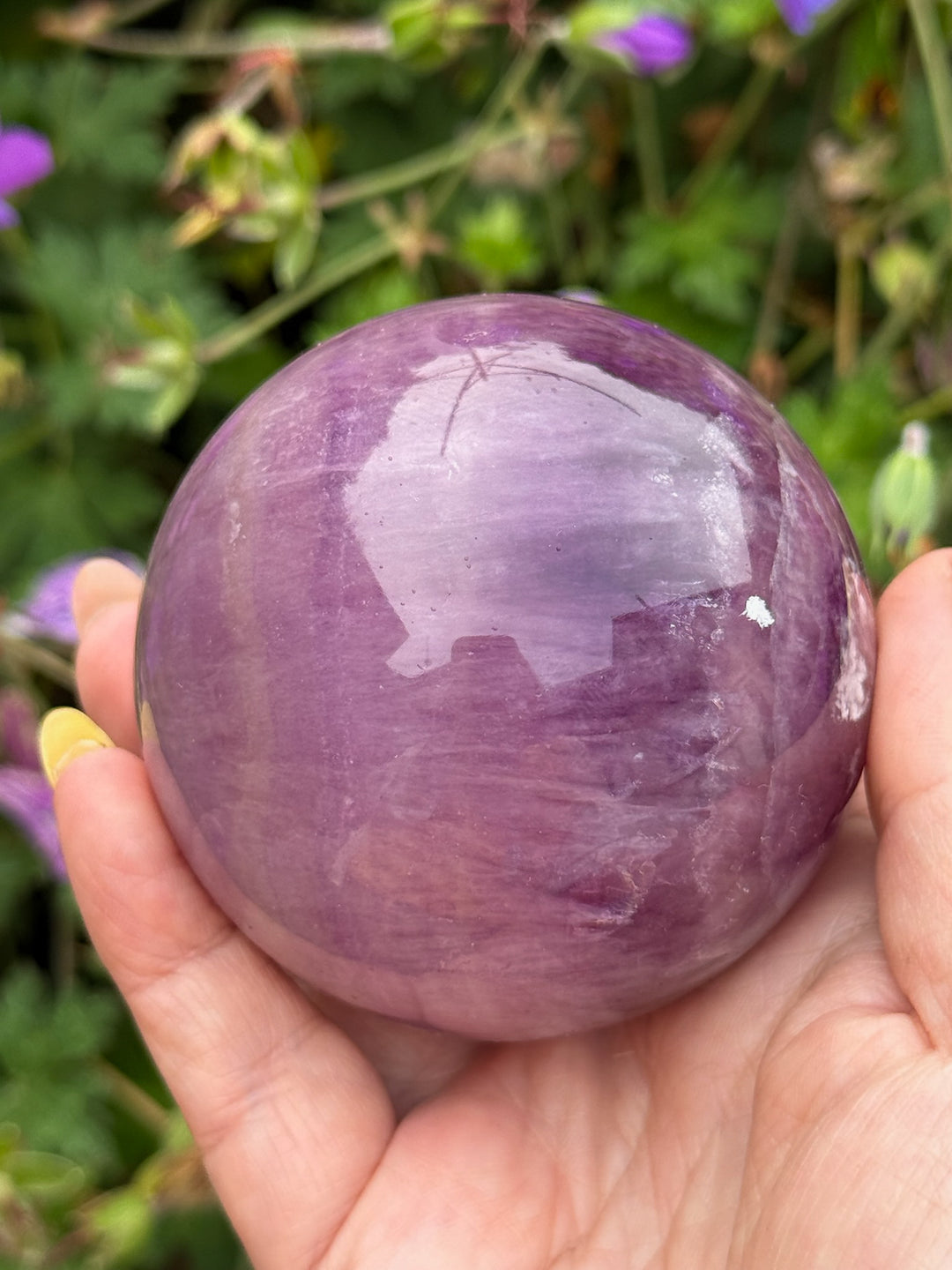 Purple Fluorite Sphere from China 6.7cm Dia
