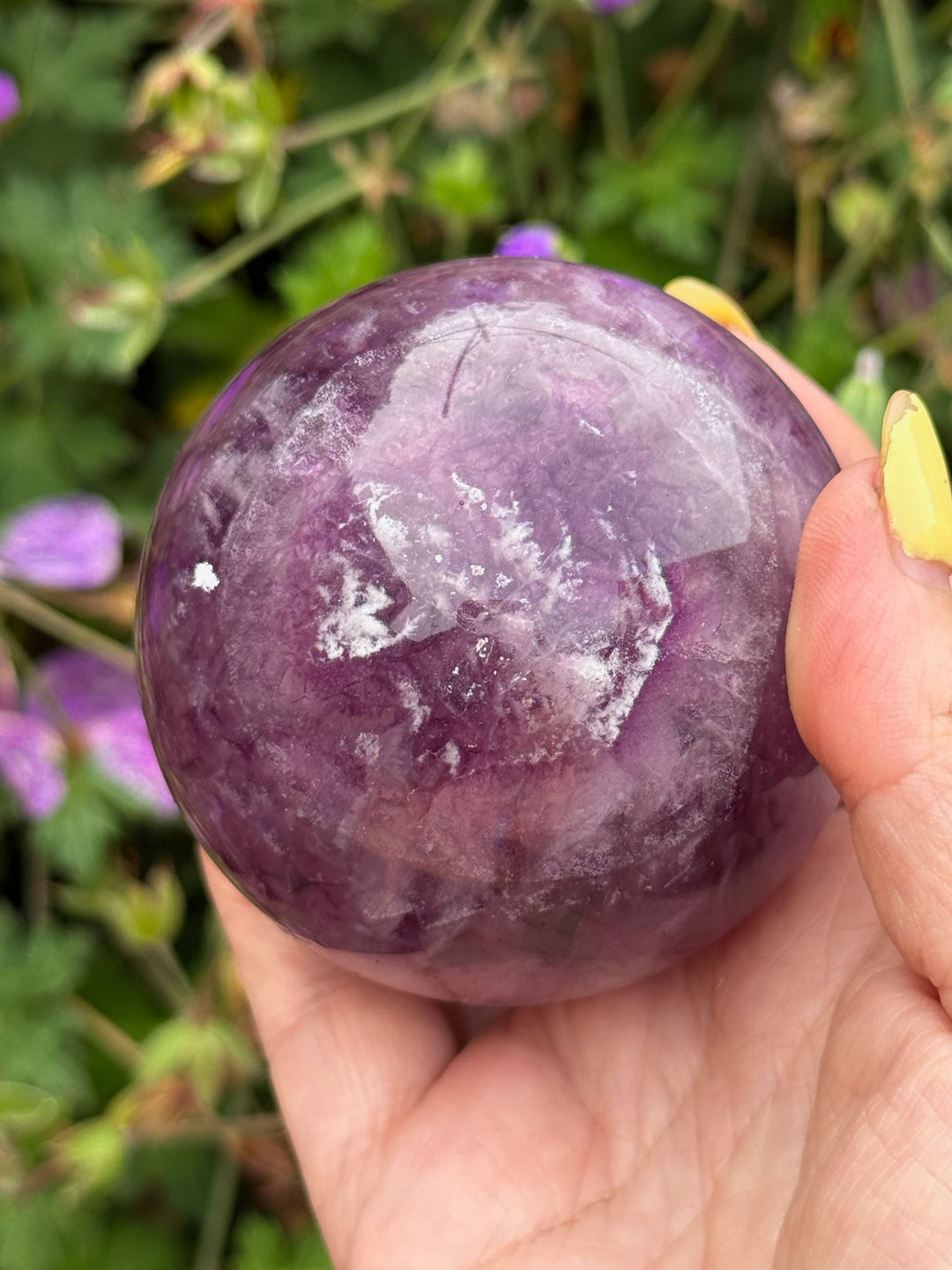 Purple Fluorite Sphere from China 6.7cm Dia