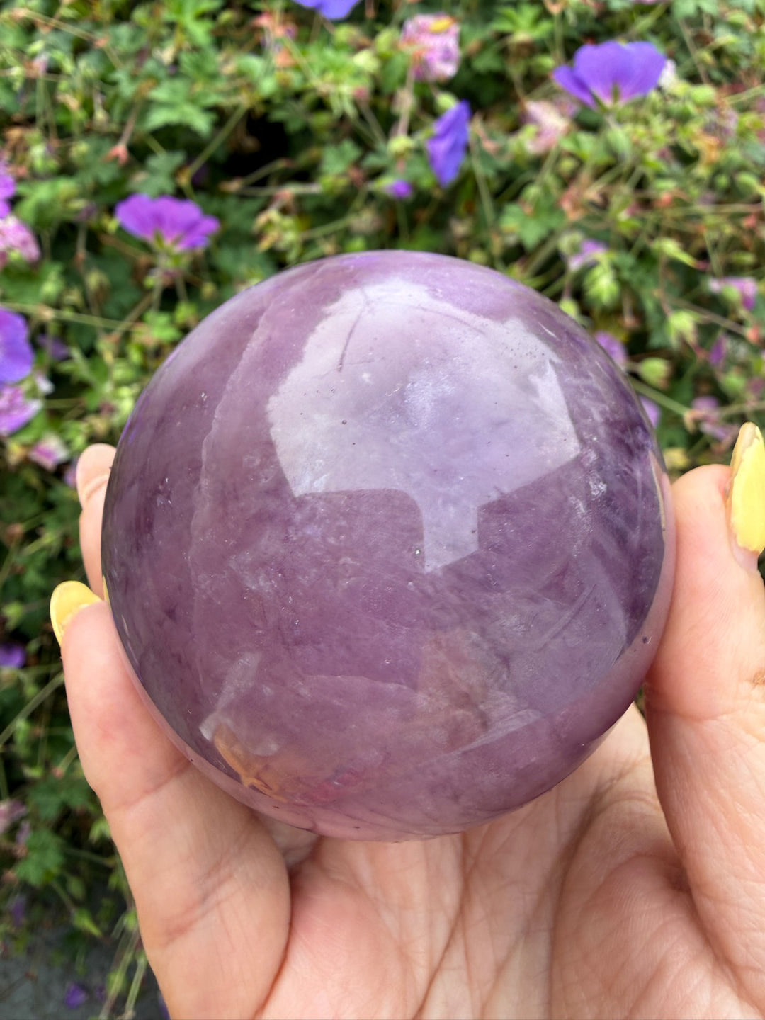 Purple Fluorite Sphere from China 6.7cm Dia