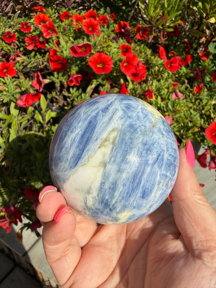 Blue Kyanite Sphere from Brazil 6.6cm Dia